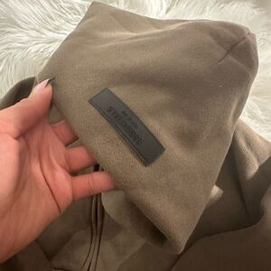 Essentials Taupe Hoodie with Logo Tag